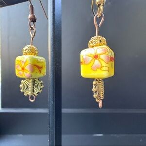 Vintage Yellow Floral drop Earrings
